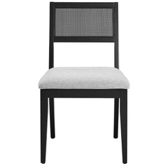 Nimba Heathered Weave Light Gray Faux Rattan Fabric Dining Chairs (Set of 2) - Ornate Home