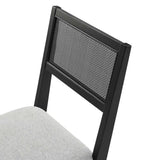 Nimba Heathered Weave Light Gray Faux Rattan Fabric Dining Chairs (Set of 2) - Ornate Home