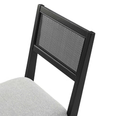 Nimba Heathered Weave Light Gray Faux Rattan Fabric Dining Chairs (Set of 2) - Ornate Home