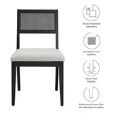 Nimba Heathered Weave Light Gray Faux Rattan Fabric Dining Chairs (Set of 2) - Ornate Home