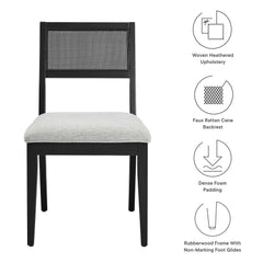 Nimba Heathered Weave Light Gray Faux Rattan Fabric Dining Chairs (Set of 2) - Ornate Home