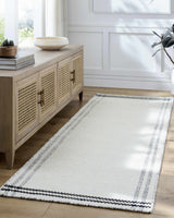 Nimue Cream & Blue Bordered Area Rug - Clearance - Ornate Home