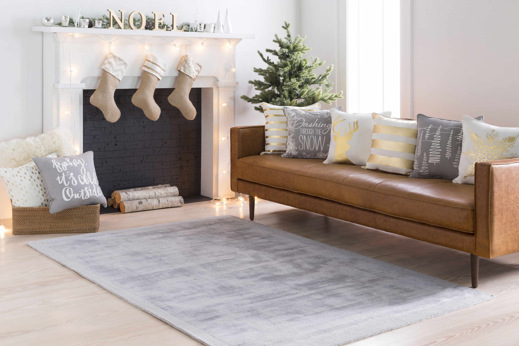 Niota Sheen Light Gray Premium Rug - Ornate Home