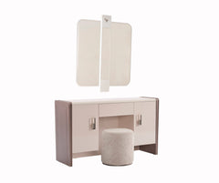 Nirvana Beige Bedroom Set (Queen Bed & Dresser With Mirror & Ottoman & 2 Nightstand With Back ) - Ornate Home