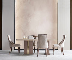 Nirvana Beige Dining Room Set (Consol With Mirror & Dining Table & 6 Dining Chair) - Ornate Home