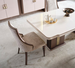 Nirvana Beige Dining Room Set (Consol With Mirror & Dining Table & 6 Dining Chair) - Ornate Home