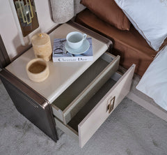 Nirvana Beige Nightstand With Back - Ornate Home