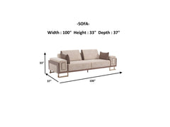 Nirvana Beige Stationary 4 Seat Sofa - Ornate Home
