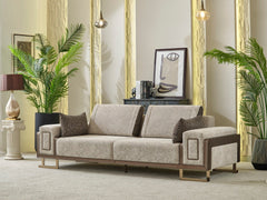 Nirvana Beige Stationary 4 Seat Sofa - Ornate Home