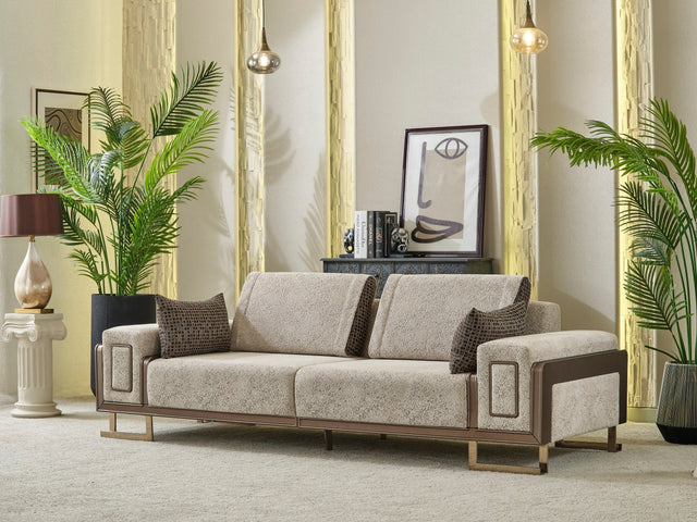 Nirvana Beige Stationary 4 Seat Sofa - Ornate Home