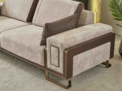 Nirvana Beige Stationary 4 Seat Sofa - Ornate Home