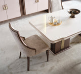 Nirvana Beige Dining Room Set (Consol With Mirror & Dining Table & 6 Dining Chair)