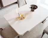 Nirvana Beige Dining Room Set (Consol With Mirror & Dining Table & 6 Dining Chair)