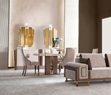 Nirvana Beige Dining Room Set (Consol With Mirror & Dining Table & 6 Dining Chair)