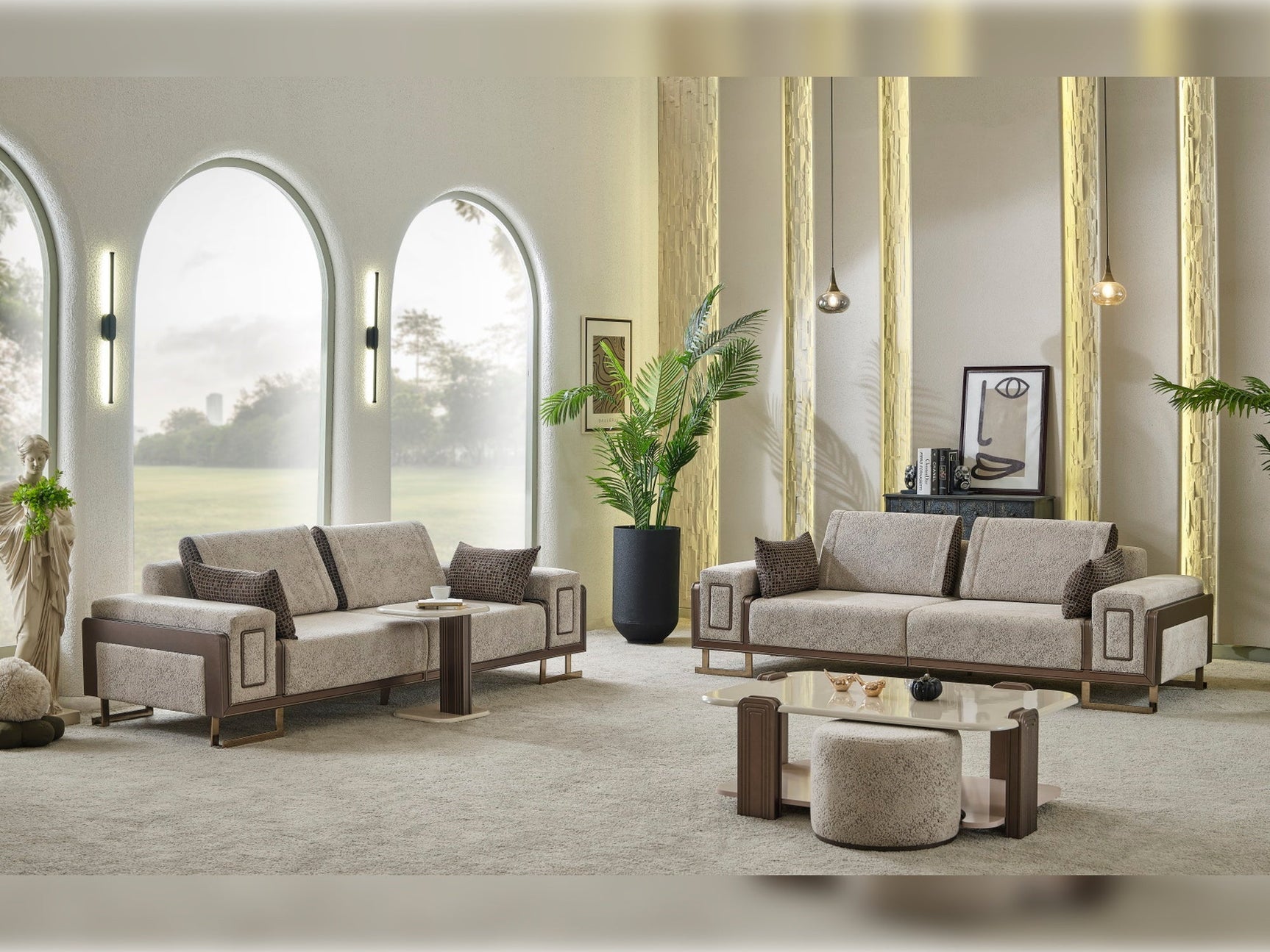 Nirvana Beige Stationary 4 Seat Sofa