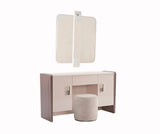 Nirvana Beige Bedroom Set (Queen Bed & Dresser With Mirror & Ottoman & 2 Nightstand With Back )