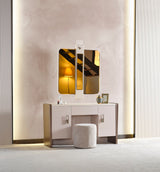 Nirvana Beige Bedroom Set (Queen Bed & Dresser With Mirror & Ottoman & 2 Nightstand With Back )
