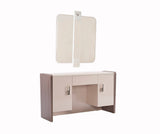 Nirvana Beige Bedroom Set (Queen Bed & Dresser With Mirror & Ottoman & 2 Nightstand With Back )