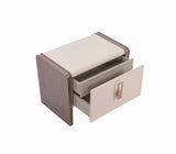Nirvana Beige Bedroom Set (Queen Bed & Dresser With Mirror & Ottoman & 2 Nightstand With Back )