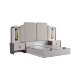 Nirvana Beige Bedroom Set (Queen Bed & Dresser With Mirror & Ottoman & 2 Nightstand With Back )