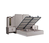 Nirvana Beige Bedroom Set (Queen Bed & Dresser With Mirror & Ottoman & 2 Nightstand With Back )
