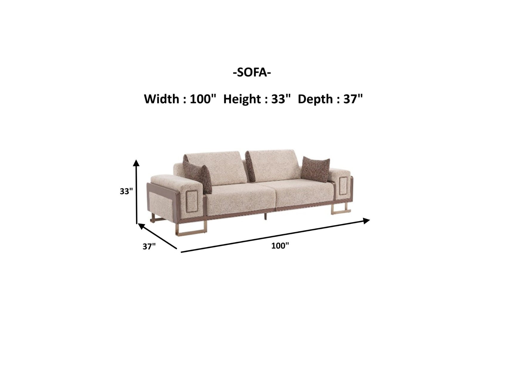 Nirvana Beige Stationary 4 Seat Sofa