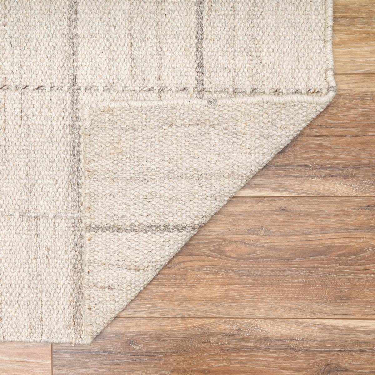 Nissa Cream Checkered Wool Rug - Ornate Home