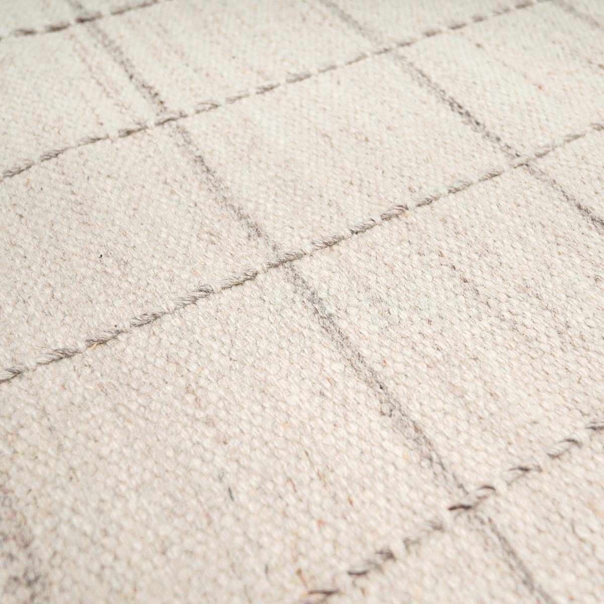 Nissa Cream Checkered Wool Rug - Ornate Home