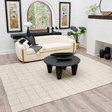 Nissa Cream Checkered Wool Rug - Ornate Home