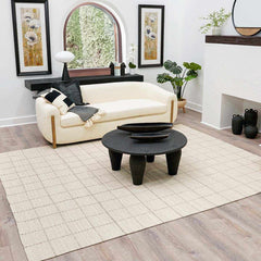 Nissa Cream Checkered Wool Rug - Ornate Home