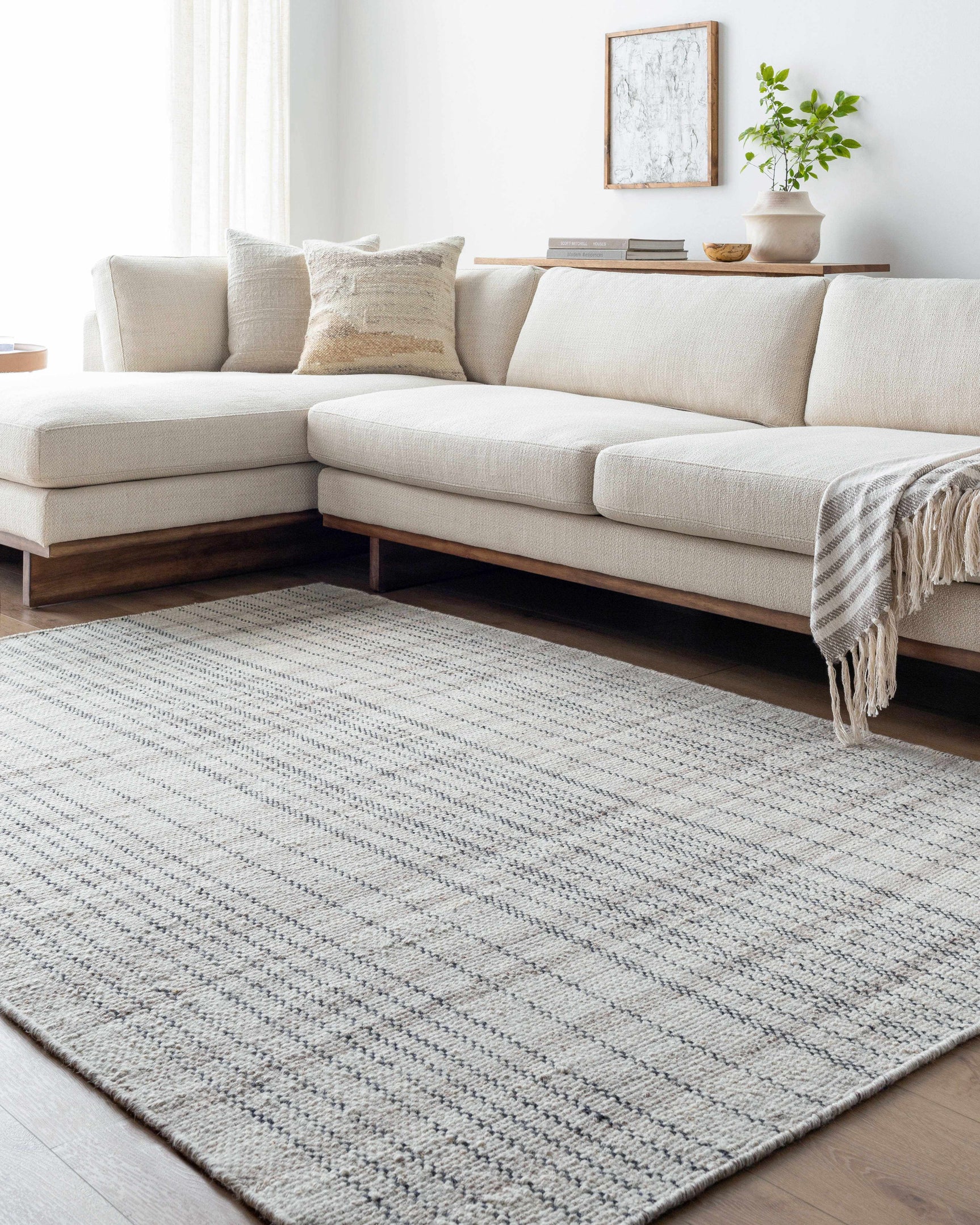 Nissa Gray Blue Checkered Wool Rug - Clearance - Ornate Home