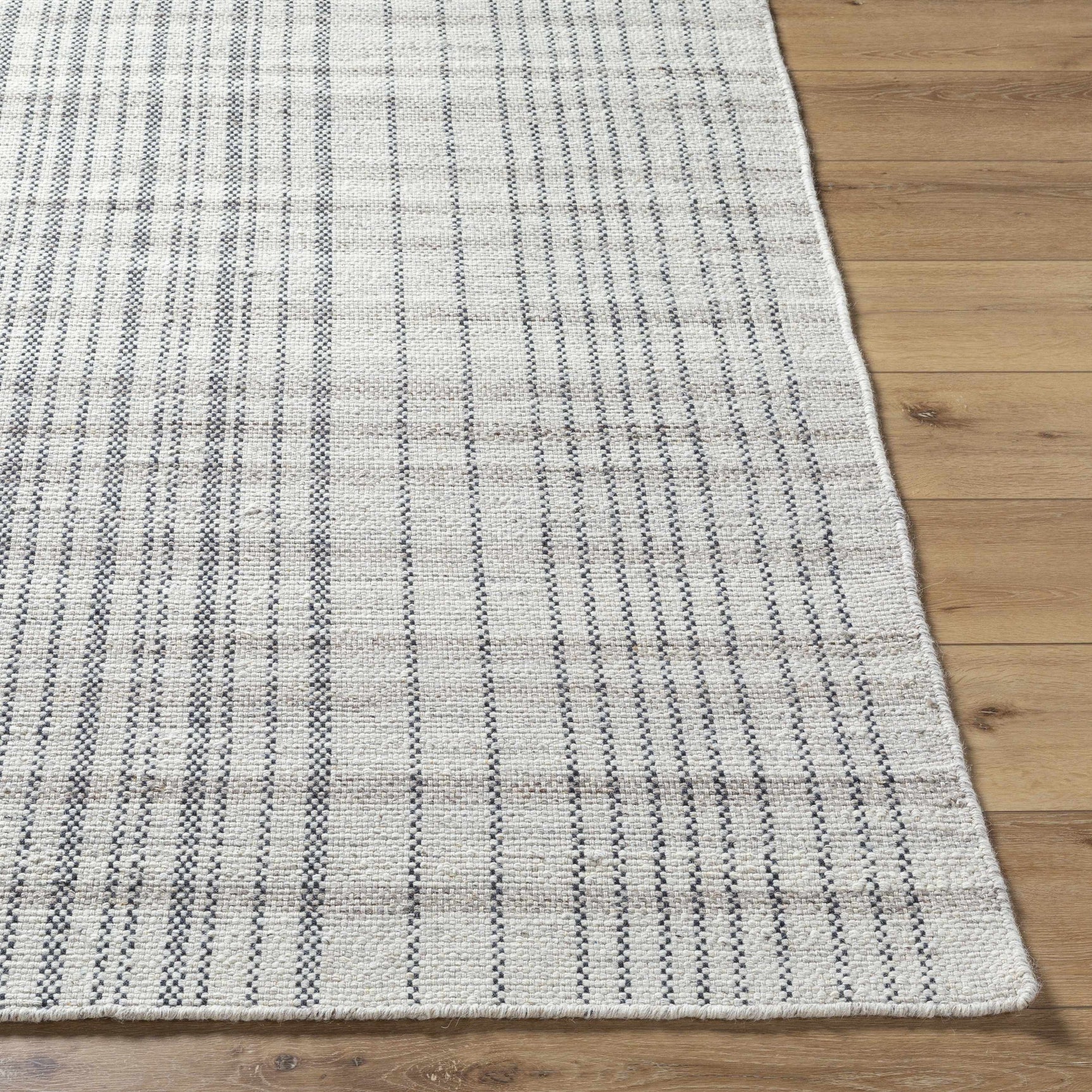 Nissa Gray Blue Checkered Wool Rug - Ornate Home