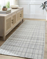 Nissa Gray Blue Checkered Wool Rug - Ornate Home