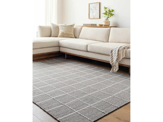 Nissa Gray Checkered Wool Rug - Ornate Home
