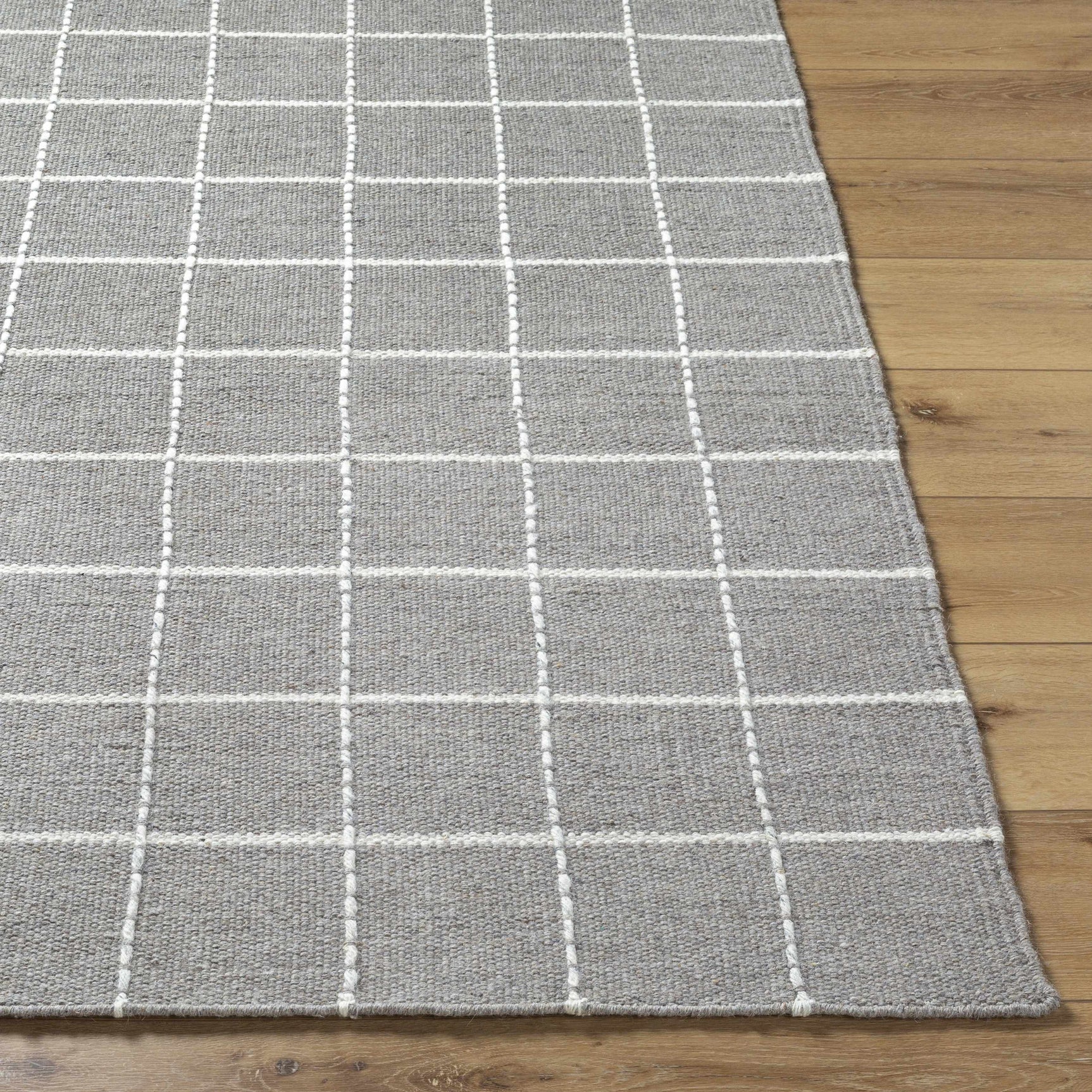 Nissa Gray Checkered Wool Rug - Ornate Home