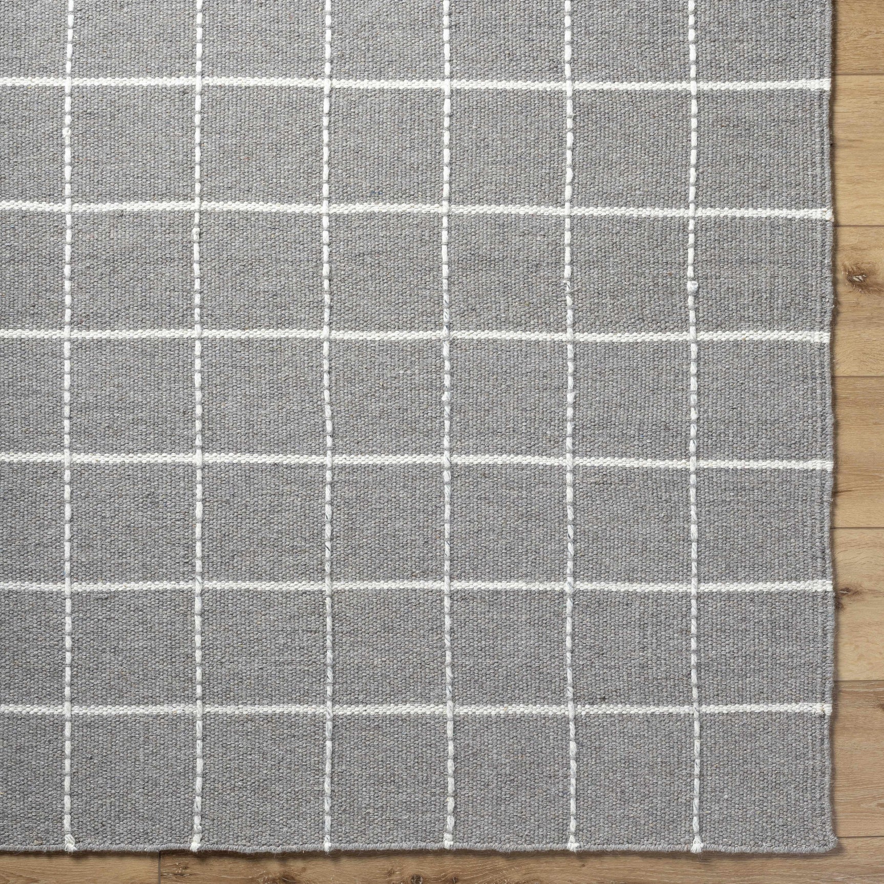 Nissa Gray Checkered Wool Rug - Ornate Home