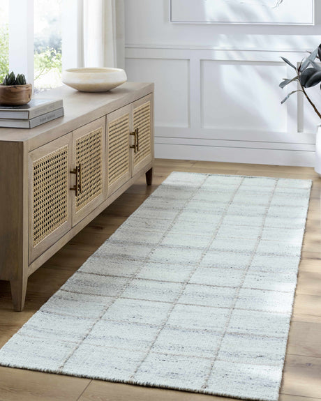 Nissa Light Gray Checkered Wool Rug - Ornate Home