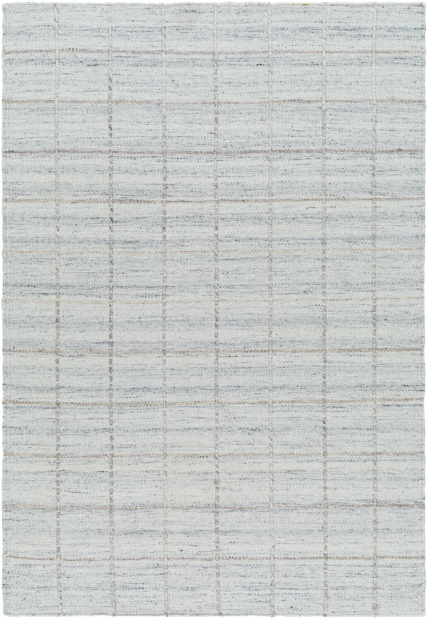 Nissa Light Gray Checkered Wool Rug - Ornate Home
