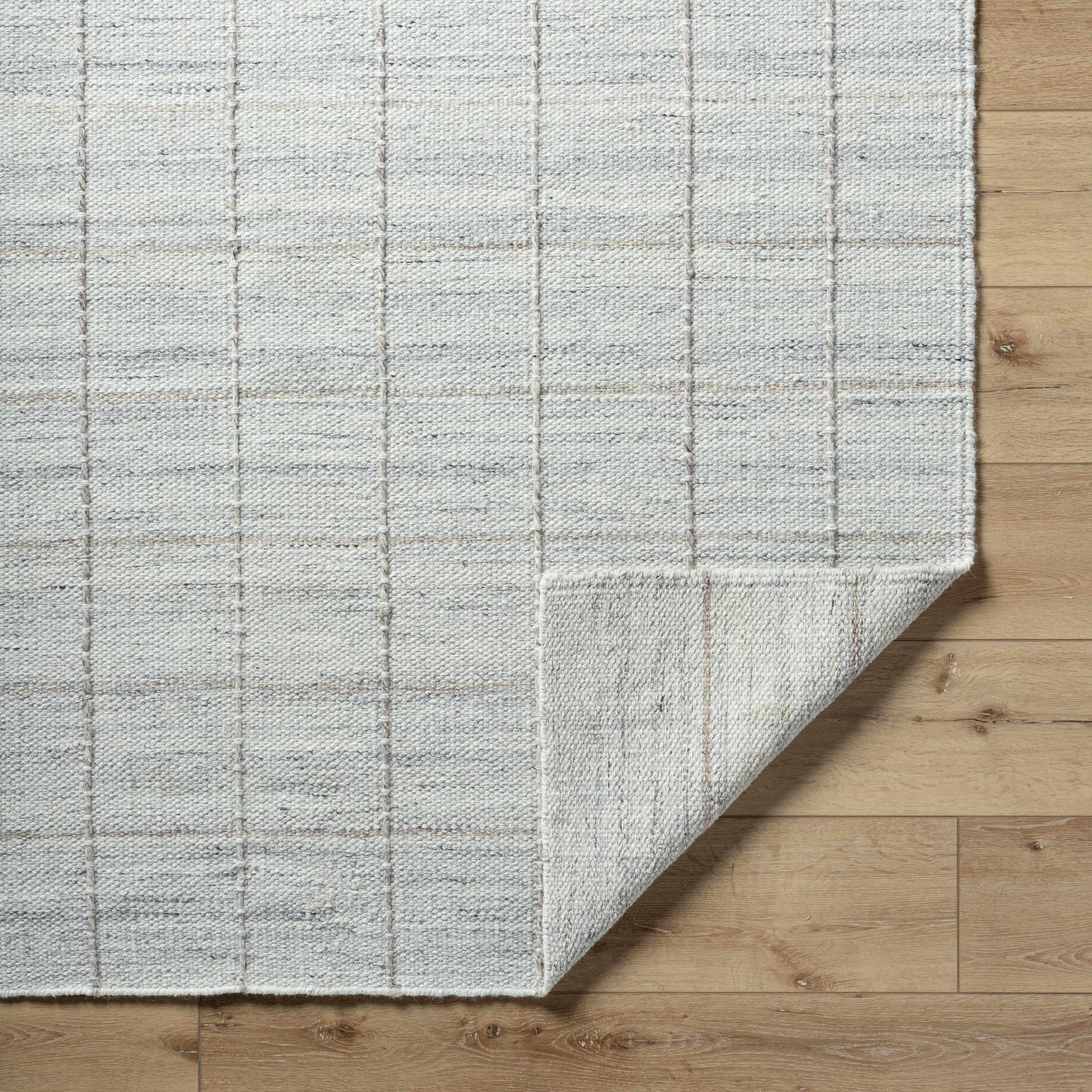 Nissa Light Gray Checkered Wool Rug - Ornate Home