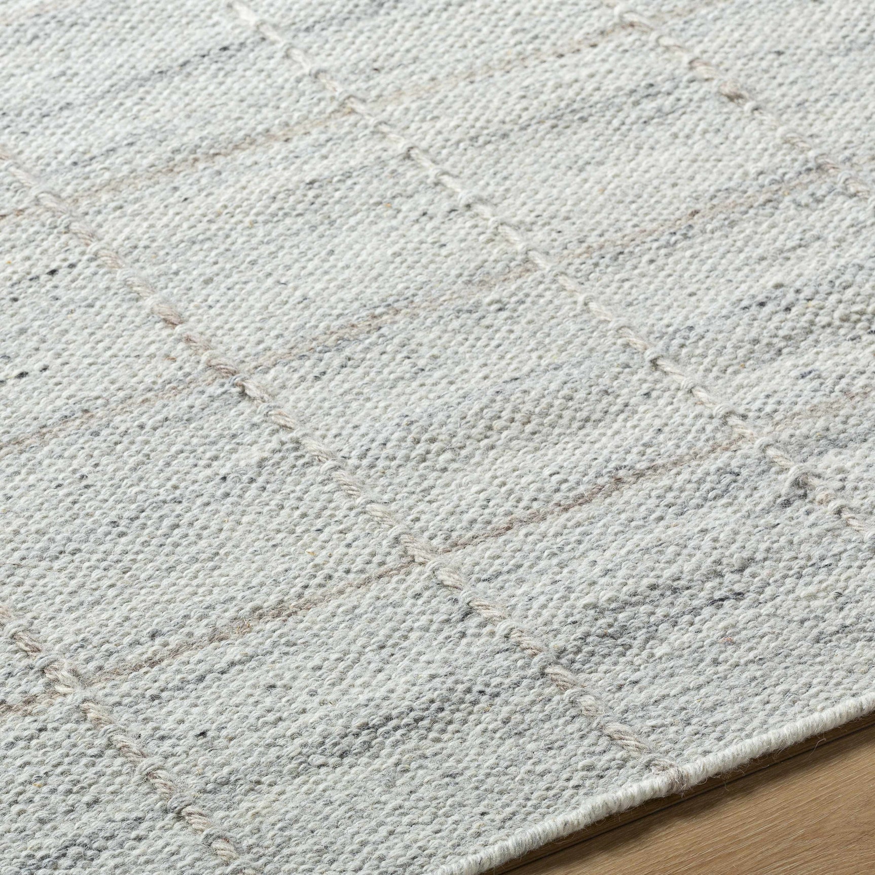 Nissa Light Gray Checkered Wool Rug - Ornate Home