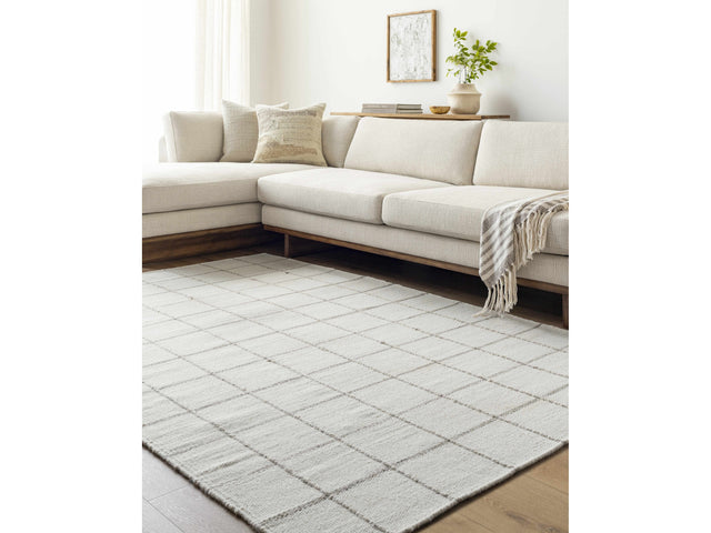 Nissa White Gray Checkered Wool Rug - Ornate Home