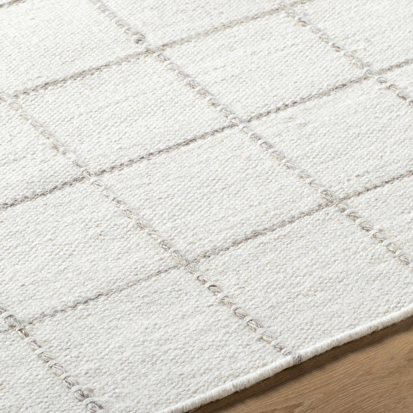 Nissa White Gray Checkered Wool Rug - Ornate Home