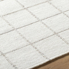 Nissa White Gray Checkered Wool Rug - Ornate Home