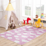 Nizar Pink Cloud Washable Kids Rug - Clearance - Ornate Home