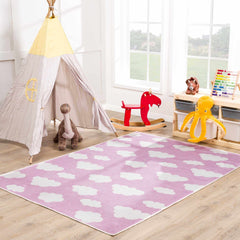 Nizar Pink Cloud Washable Kids Rug - Clearance - Ornate Home