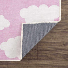 Nizar Pink Cloud Washable Kids Rug - Clearance - Ornate Home