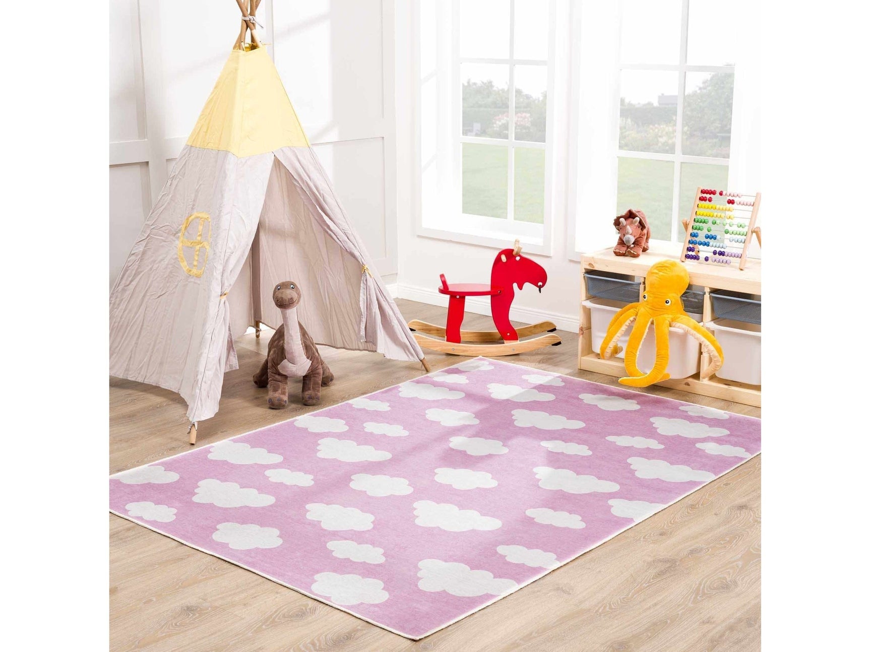 Nizar Pink Cloud Washable Kids Rug - Ornate Home