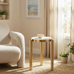 Noan White & Gold Side Table - Ornate Home