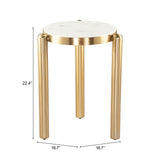 Noan White & Gold Side Table - Ornate Home