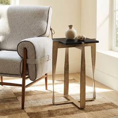 Noara Black & Brass Accent Table - Ornate Home